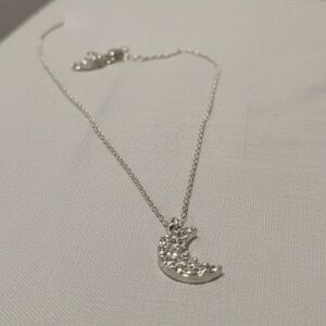 Silver Crescent Moon Pendant Necklace
